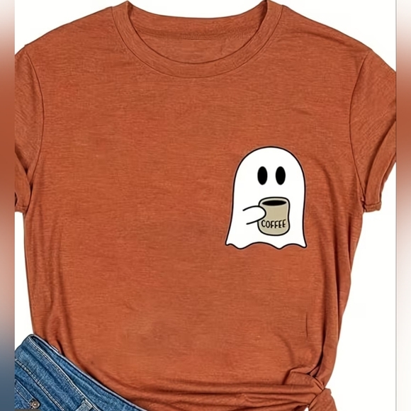 Tops - Rust Ghost Coffee Graphic Tee